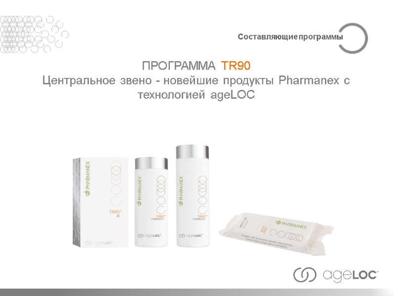 ПРОГРАММА TR90 Центральное звено - новейшие продукты Pharmanex с технологией ageLOC